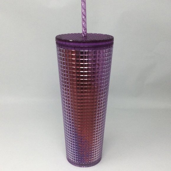 Purple & Pink Ombré Grid Starbucks Drink Tumbler - Picture 4 of 5